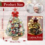 Mini-kerstboom 60 cm, tafelkerstboom met ledlampjes en sneeuwvlokken, mini-kerstboom, kleine kunstkerstboom voor thuis, kantoor, bureau