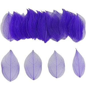 50 stuks kunstbladeren, decoratie, kunstbladeren, slinger, knutselen, droge bladeren, gedroogde bladeren, gebruikt voor doe-het-zelf handwerk, scrapbook, kaarten maken (paars)