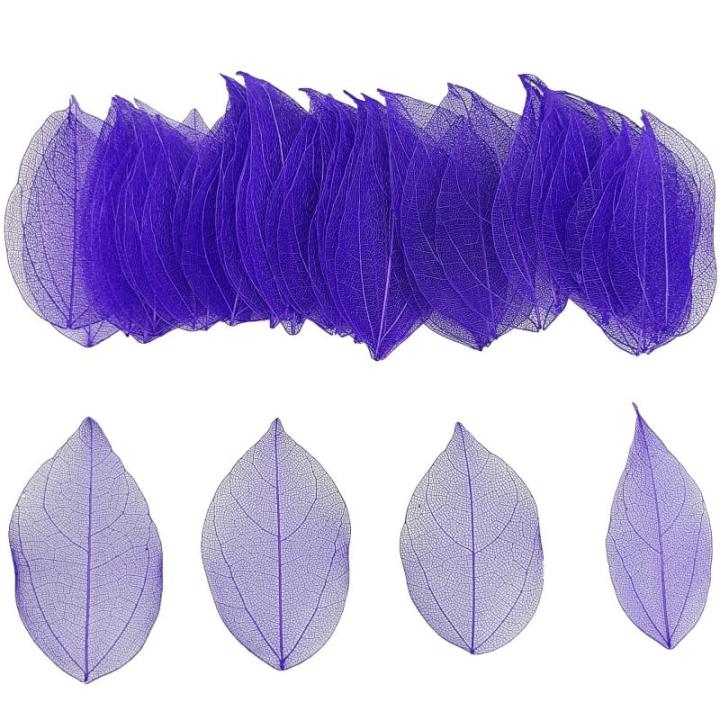50 stuks kunstbladeren, decoratie, kunstbladeren, slinger, knutselen, droge bladeren, gedroogde bladeren, gebruikt voor doe-het-zelf handwerk, scrapbook, kaarten maken (paars)