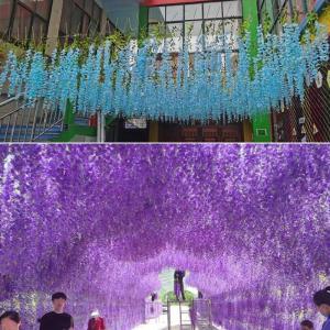 Künstliche Glyzinien Hängeblumen 12 Stück Simulation Seidenblume Hortensie für DIY Girlande Ranke Blumen Schnur nach Hause