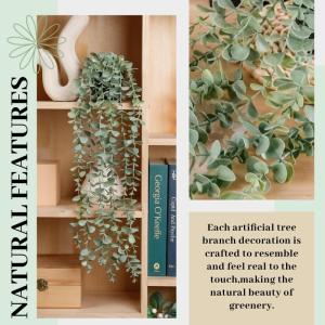 Hangende kunstplant, eucalyptus, hangplant, echt voor muur, kamer, huis, binnen en buiten, plankdecoratie