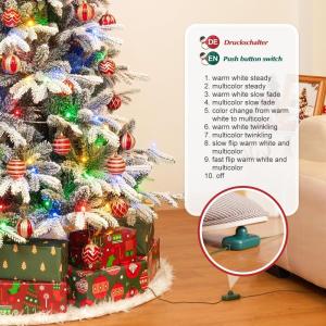 Kerstboom met ledlampjes en sneeuwvlokken, metalen standaard, kunstkerstboom, voor kerstdecoratie (150 cm met kleurrijke leds)