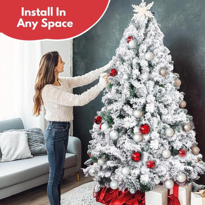 Kunstkerstboom (20-inch witte pluizige kerstboom met verlichting)