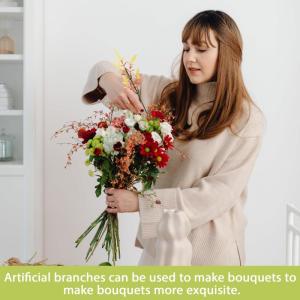 10 Pcs Künstliche Zweige Faux Zweige Grüne Zweig Blätter Fake Pflanze Zweige mit Blättern Realistische Pflanzen Zweige für Hochzeit, Schlafzimmer, Blumensträuße, Vasendekora
