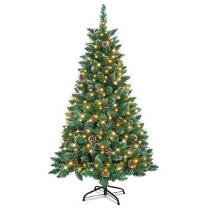 Künstlicher Weihnachtsbaum mit Beleuchtung, 180cm Tannenbaum Künstlich, PVC Christbaum mit Wasserdichten Lichtern für Weihnachten Dekoration (210 cm)