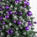 paarse kerstbalornamenten voor kerstversiering - 36 stuks kerstboom onbreekbare ornamenten met ophanglus voor vakantie- en feestdecoratie (combo van 6 stijlen in 3 maten)