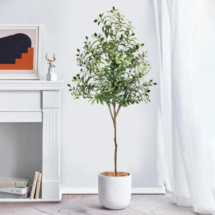 Kunstmatige olijfboom, , 180 cm, kunstboom, grote kunstbomen, , grote kunstboom, olijfboom, voor woonkamer, slaapkamer, kantoor, decoratie