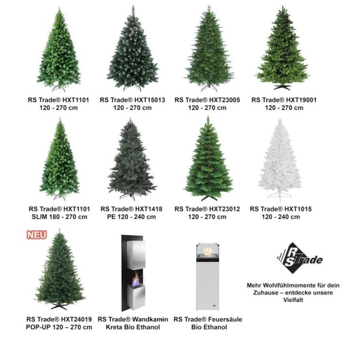 23005 Kunstkerstboom PE/PVC (Ø ca. 92 cm) met 644 punten en snel op te zetten klapscherm, natuurgetrouwe spuitgietelementen, dennenboom incl. metalen standaard