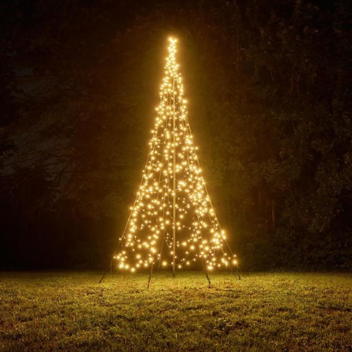 Led-kerstboom voor buiten, 4 meter, 640 leds, inclusief mast, warm wit met twinkle