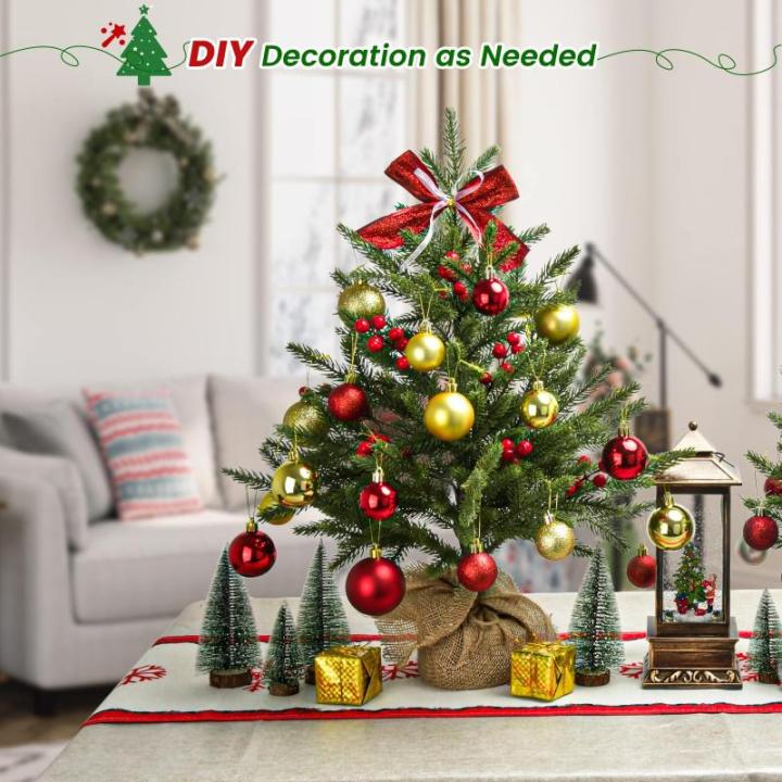 Mini-kunstkerstboom, 60 cm, kleine groene kerstboom, tafel, dennenboom, PE kerstboom voor kerstdecoratie
