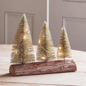 3er Set LED Mini Tannenbaum Gold Timer batteriebetrieben Weihnachts Deko Advent