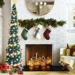 Pop-up spiraalvormige kerstboom, 150 cm, inklapbaar, met 5 m, 50 leds en sterpunt, kunstkerstboom voor thuis, woning, feest (B)