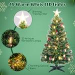 Künstlicher Weihnachtsbaum aus PVC, Weihnachtsbaum mit 8 Beleuchtungsmodi, LED-Lichtern, Zweigspitzen, Kiefernnadeln, Tannenzapfen, roten Beeren und Lampen (40 x 150 cm (Durchmess