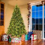 240cm LED Künstlicher Weihnachtsbaum, Christbaum mit Klappsystem und Metallständer, Tannenbaum geschmückt, Kunstbaum Weihnachten ideal für Zuhause, Büro, Geschäfte und Hotels