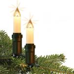Kleine schacht lichtketting kerstboom buiten met deelbare stekker en clip, 15 kaarsen, verlicht 14 m, voedingskabel 1,5 m, kerstverlichting buiten, schacht wit kabel zwart, 