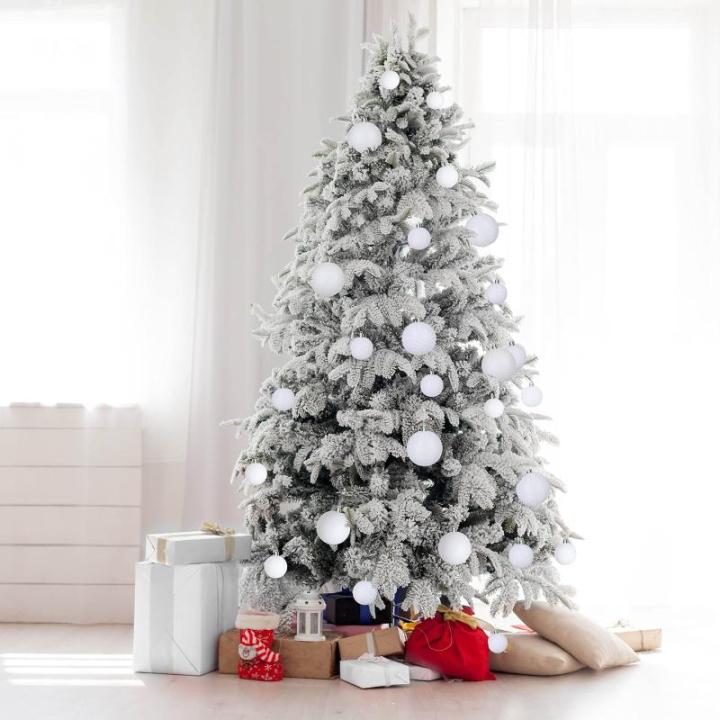 witte kerstbalornamenten voor kerstversiering - 36 stuks kerstboom onbreekbare ornamenten met ophanglus voor vakantie- en feestdecoratie (combo van 6 stijlen in 3 maten)