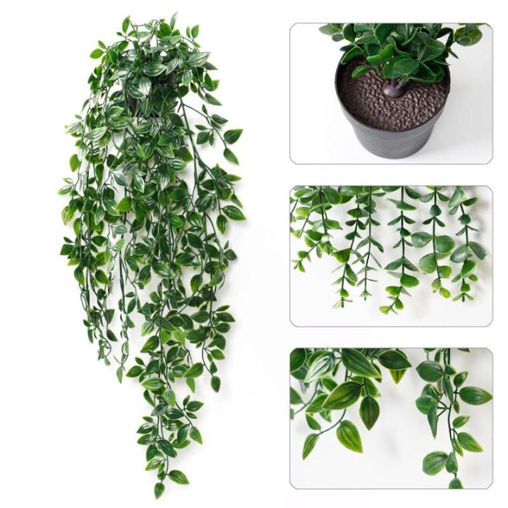 2 stuks kunsthangplanten met potten, 50 cm lange kunstmatige klimopranken, eucalyptusbladeren, mandala, groene potplanten voor thuis, binnen en buiten decoratie