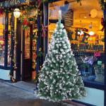 2,13 m Langer, mit weißem Schnee bestäubter Weihnachtsbaum, künstlicher Weihnachtsbaum mit 870 Zweigen und Schneespitze und faltbarem Metallständer, weißer künstlicher Weihna