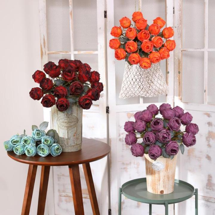 10 stuks kunstrozen, rood, 50 cm hoog, enkele roos, lange steel, namaakbloem, zijden bloesem, roos, realistische bloem voor tafel, kantoor, feest, bruiloft, woondecoratie (rood, 10