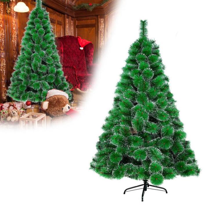 Kunstkerstboom, 150 cm, groene dennennaalden met sneeuweffect, kerstboom met 150 takken, snel op te bouwen klapsysteem, metalen standaard, kerstdecoratie