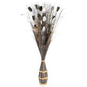 Decoratieve bundel, 100 cm, kokosvezel, wit, grijs, ronde bodem, 1 stuk, van natuurlijke vezels, decoratie voor woonkamer, keuken, entree, kunstplant