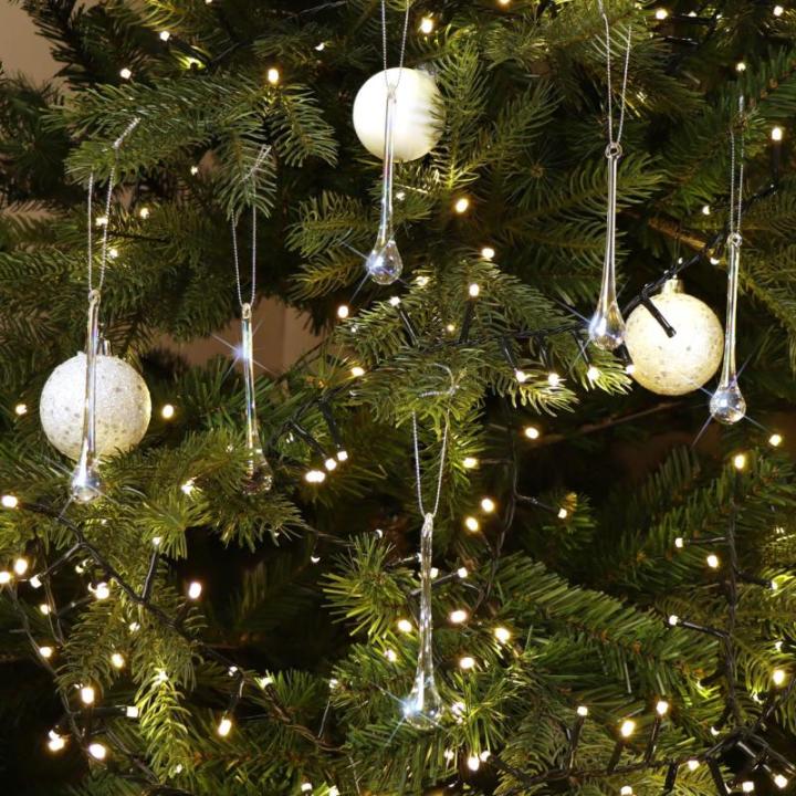 6x Kerstboom ijsdruppels - Kerstboomversiering voor de kerstboom - Kerstboomversiering (6x ijsdruppels - 1 maat)