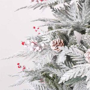 6 voet gevlokte kerstboom met gemengde punten van PE en pvc, hoogwaardige kunstkerstboom met scharnier voor thuis, kantoor, winkel, kerstdecoratie