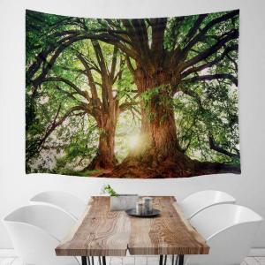 Natuur Bos Dikke Boom Wandtapijt 3D Groene Kofferbak Print Wall Art Opknoping voor Slaapkamer Woonkamer Dorm Decor, W59 x T51