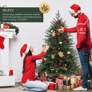 Kunstkerstboom, 120 cm met houten standaard, PE natuurgetrouwe spuitgietelementen en pvc, Nordmann-spar, kunstkerstboom van 1,2 m (Ø 86 cm)