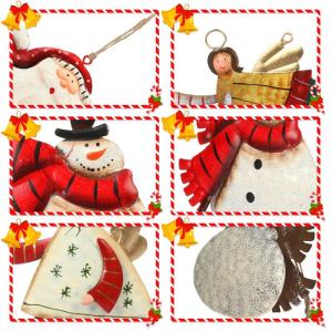 6 stuks kerst engel kerstman sneeuwpop kerstboomversiering van metaal