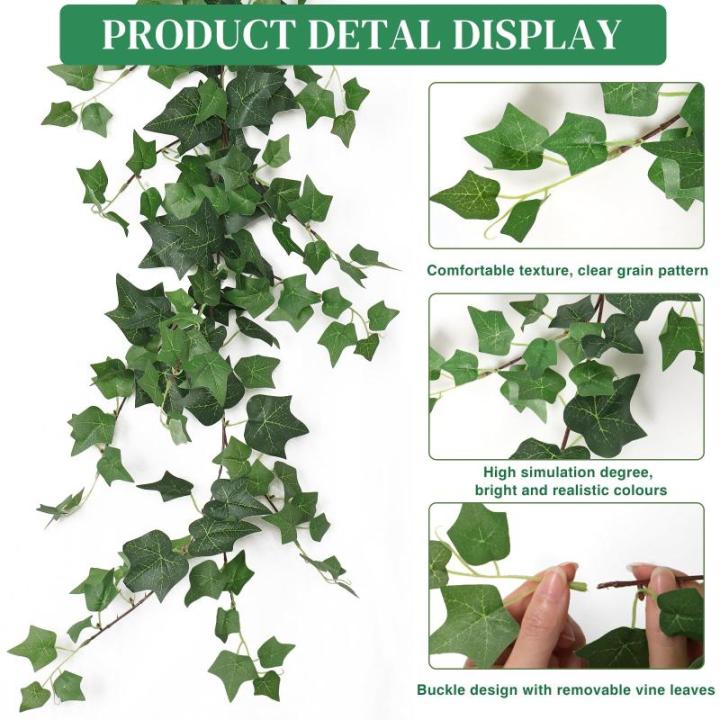 3 STKS Nep Klimop Slinger Kunstmatige Gebladerte Planten 15 cm Geurloze Zijde Klimop Garland Wijnstokken Nep Hangende Planten Groen Decor voor Binnen Buiten Bruiloft Boog Muur Deco