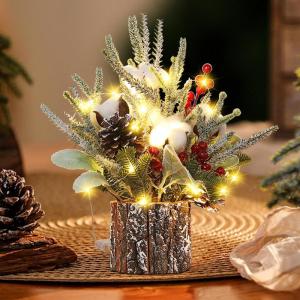Kleiner Weihnachtsbaum mit Beleuchtung, 30cm Mini Weihnachtsbaum Weihnachtsdeko Beleuchtet Künstlicher Weihnachtsbaum LED Weihnachtsbeleuchtung Klein Tannenbaum für Weihnachten D