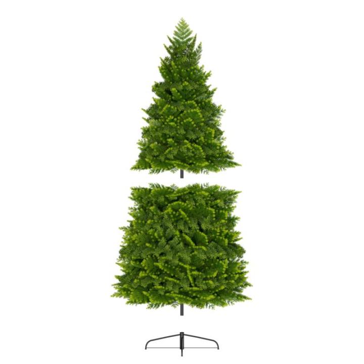 Kunstkerstboom, kunstkerstboom met verlichting, 150 cm, natuurgetrouw, met kleurrijke led en metalen houder, kerstboom, kerstdecoratie