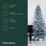 Kunstkerstboom, 180 cm, met houten standaard, dennenboom met natuurlijke witte sneeuwvlokken, made in EU