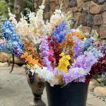 6 stuks Delphinium ridderspoor zijden bloemen 85 cm lange steel bloemen voor thuis bruiloft kantoor feest arrangement decoratie (Haze Blue)