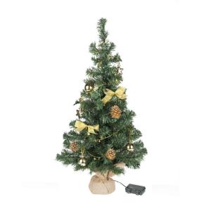 Kunstkerstboom, 75 cm, kerstboom, decoratieve boom, verlicht en gedecoreerd