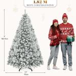 Kunstkerstboom met sneeuw, ca. 880 takken, dennenboom met klapsysteemframe en opvouwbare metalen standaard, snelle montage voor thuis, kantoor, winkels, 182 x 95 cm diameter