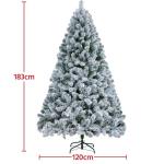 Kunstkerstboom met sneeuw, 183 cm (diameter ca. 120 cm) met ca. 820 takken, dennenboom met sneeuw, incl. metalen kerstboomstandaard, snel op te bouwen, inklapsysteem, boom voor Ker