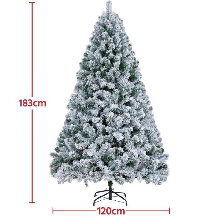Kunstkerstboom met sneeuw, 183 cm (diameter ca. 120 cm) met ca. 820 takken, dennenboom met sneeuw, incl. metalen kerstboomstandaard, snel op te bouwen, inklapsysteem, boom voor Ker