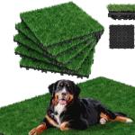 Grasfliese Set 30x30cm, Kunstrasen Rasenteppich Outdoor, 4cm Dicke, PE-Material, immergrün Grasmatte, künstlicher Rasen Bodenbelag für Terrasse, Balkon, Rasenfliesen Bodenbelag,