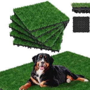 Grasfliese Set 30x30cm, Kunstrasen Rasenteppich Outdoor, 4cm Dicke, PE-Material, immergrün Grasmatte, künstlicher Rasen Bodenbelag für Terrasse, Balkon, Rasenfliesen Bodenbelag,