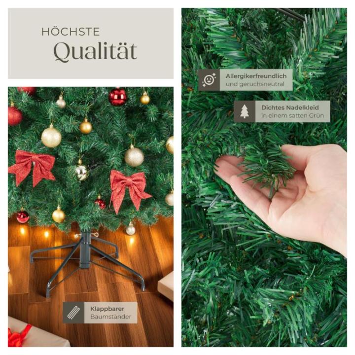 Künstlicher Weihnachtsbaum, dichter Tannenbaum künstlich, flexibel biegbare künstliche Tannenzweige, inkl. Stahlbaumständer, Weihnachtsbaum als Weihnachtsdeko, grün - 230 cm, 