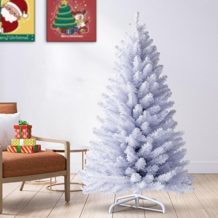 Kunstkerstboom, kunstdennenboom, pvc, met metalen standaard, premium Nordmann-spar, moeilijk ontvlambare kerstboom voor kerstdecoratie, herbruikbaar, witte kunstdennenboom, 150 cm
