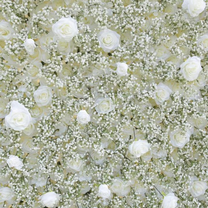 White Baby's Breath Rose Simulation Blumenwand Hintergrundwand, 5D Stoff Hintergrund Blumenwand Hochzeitsdekoration Wand Für Fotohintergrund Home Party Hochzeitshintergrund(3.28ft