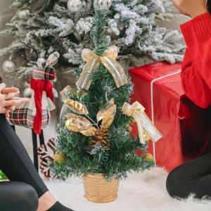 Tisch-Weihnachtsbaum,Künstlicher Tisch-Weihnachtsbaum - Startseite Künstliche Kiefer für Tisch,Weihnachtskiefernbaum mit gewebter Basis für Fenster, Wand, Baum,