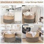 Dekenmand, grote manden voor opslag, speelgoedmanden opslag kinderen, 21,7 x 13,8 inch katoenen touwmand voor woonkamer, rieten manden om te organiseren, 90 l, zwart en jute