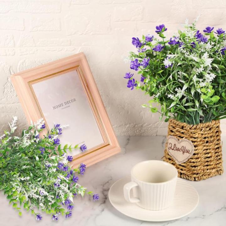6Pcs Nep Planten Outdoor Plastic UV Bestand Kunstplanten Faux Bloem Planten Bulk Voor Indoor Outdoor Opknoping Planter Tuin Venster Doos Thuis Bruiloft Decor