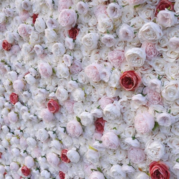 Rosa Rosensimulationsblumenwand-Hintergrundwand, Künstliche Wand-Blumen-Hintergrund-3D-Seiden-Hortensie-Blumenplatte Für Foto-Hintergrund-Home-Party-Hochzeits-Hintergrund-Dekorat