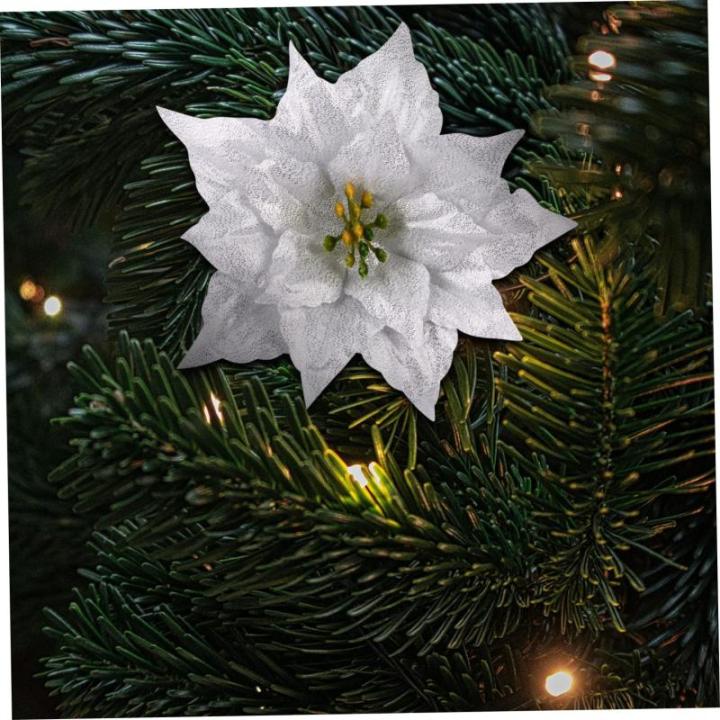 7st Künstliche Blumen Weihnachtskranz Dekoration Künstlicher Glitzer-weihnachtsstern Glitzernde Weihnachtssterne Künstliche Weihnachtssternblume Urlaub Weihnachtsstern Kranz Spo