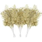 28 stuks kerst glitter bloemen bessen stelen kunstmatige kersttakken kerstboomversiering kunsttakken kerstboom plukken voor doe-het-zelf vakantie handwerk krans thuis decoratie (go